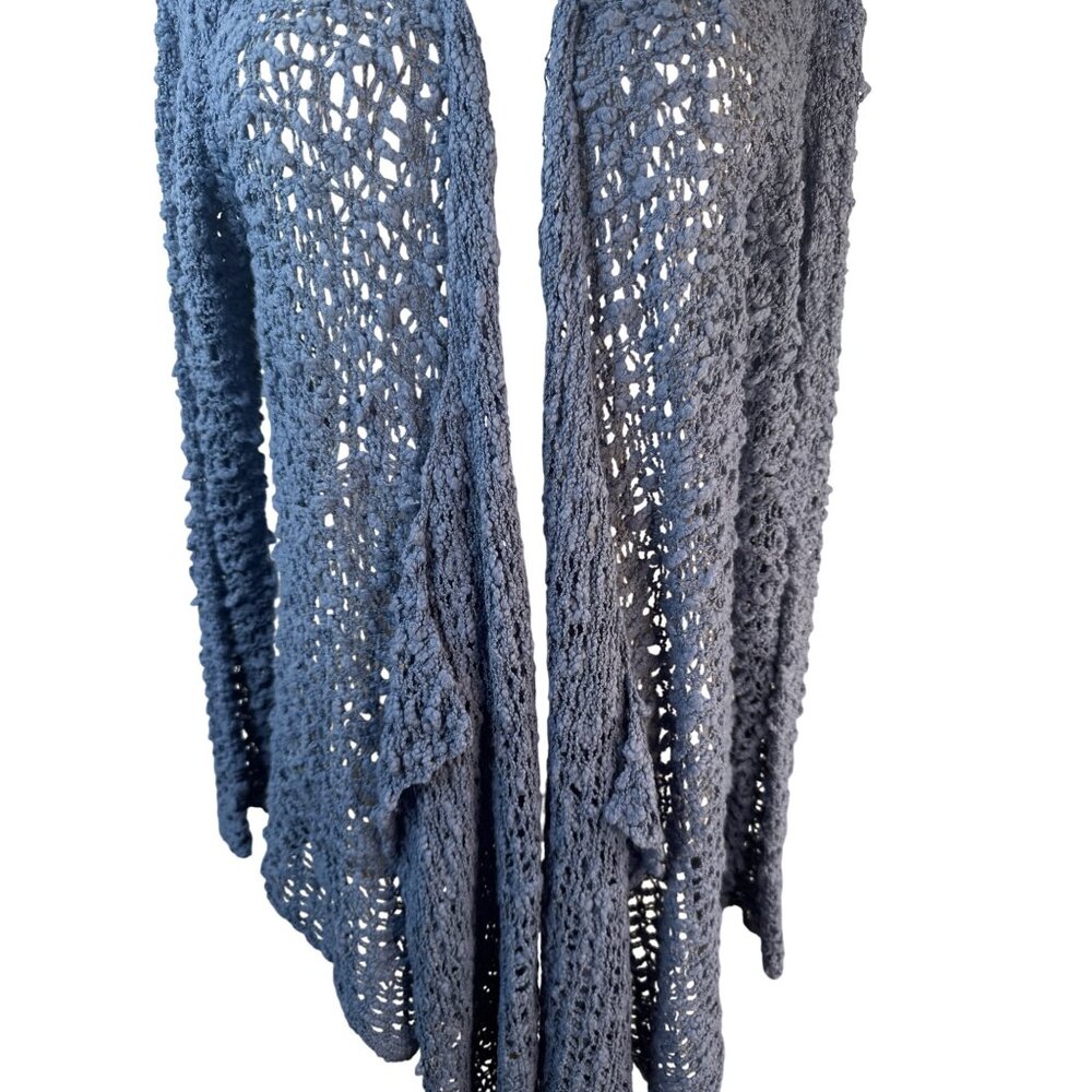 2/$30 Soft Surroundings L/XL Periwinkle Blue Open Weave Cardigan - Picture 6 of 16